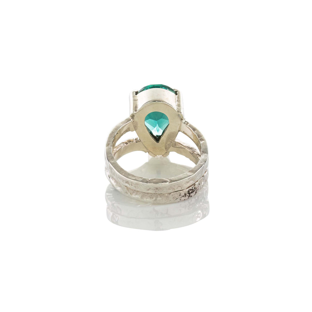 green stone silver ring