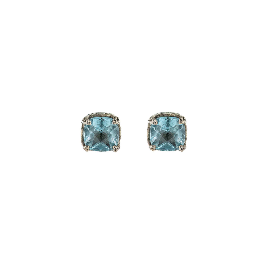 Blue Topaz and 925 Sterling Silver Stud Earrings