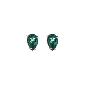 pear-shaped green quartz silver studs