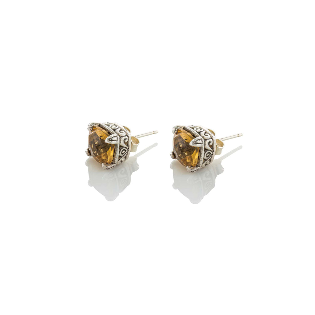 citrine and silver stud earrings