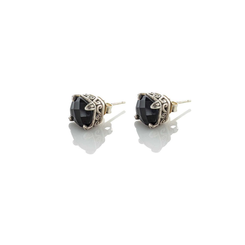 Black Onyx and 925 Sterling Silver Stud Earrings