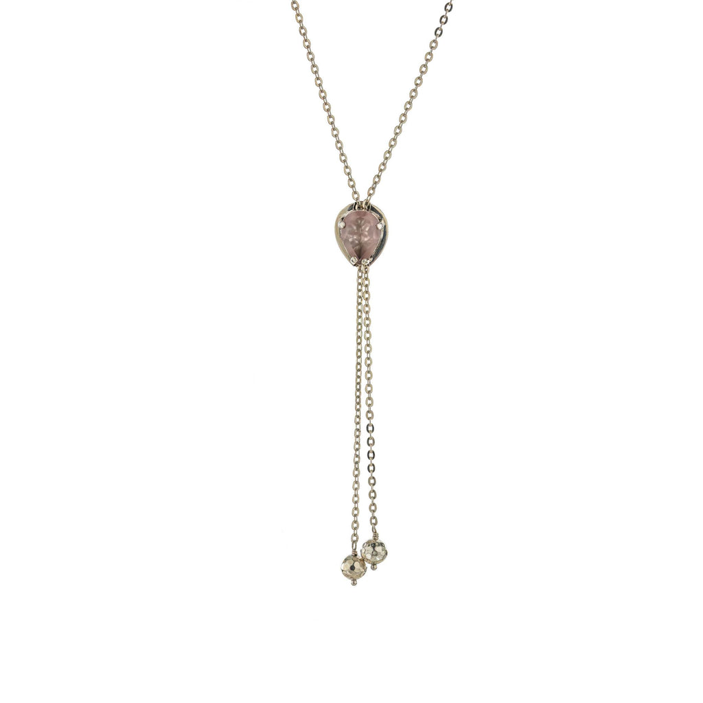rose quartz silver necklace