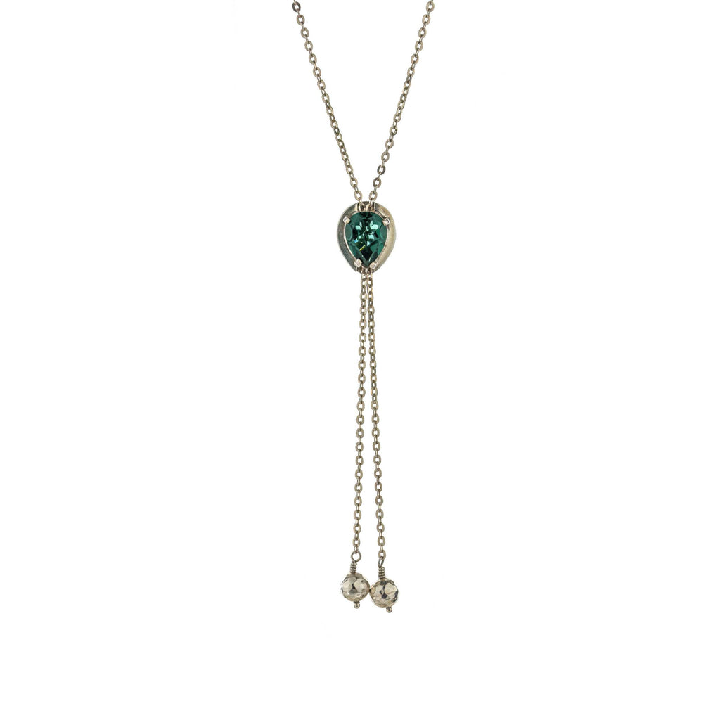 green quartz silver necklace