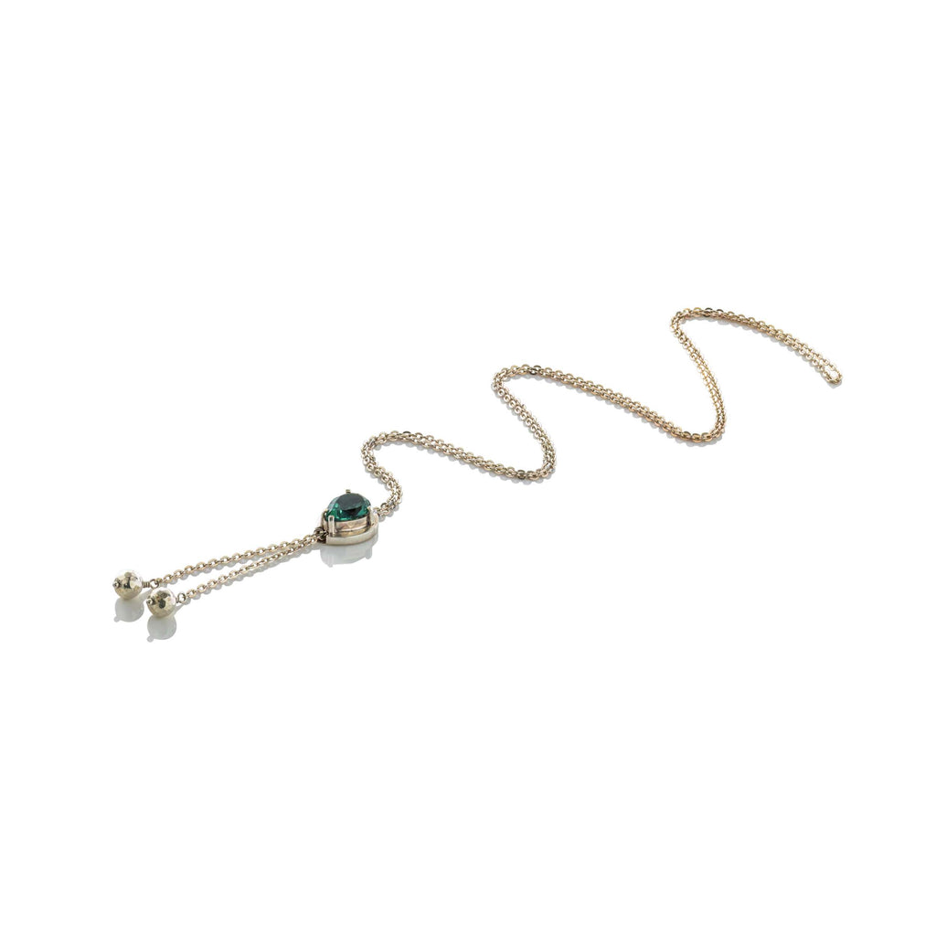 green quartz silver necklace