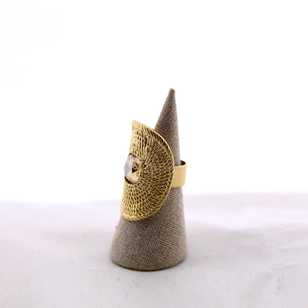 gold plated and glass cocktail ring 