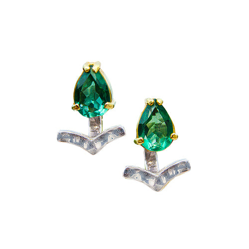 green-quartz-silver-earrings