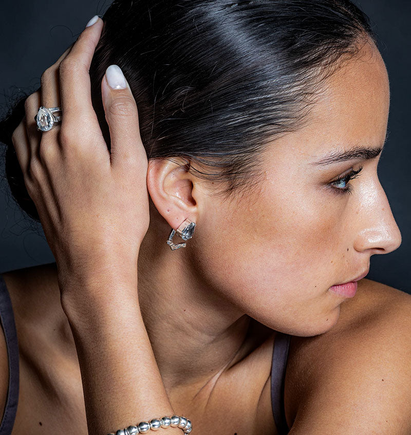 clear Quartz silver earrings