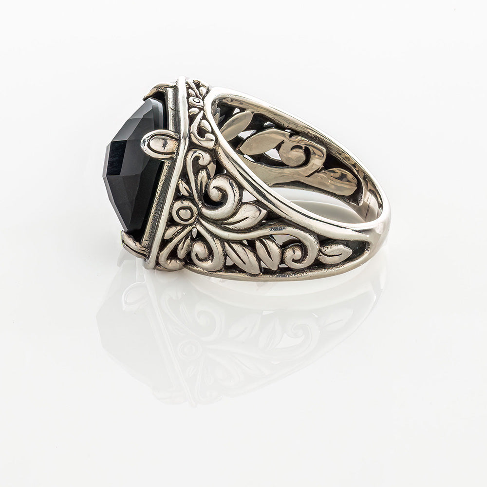 black onyx silver ring