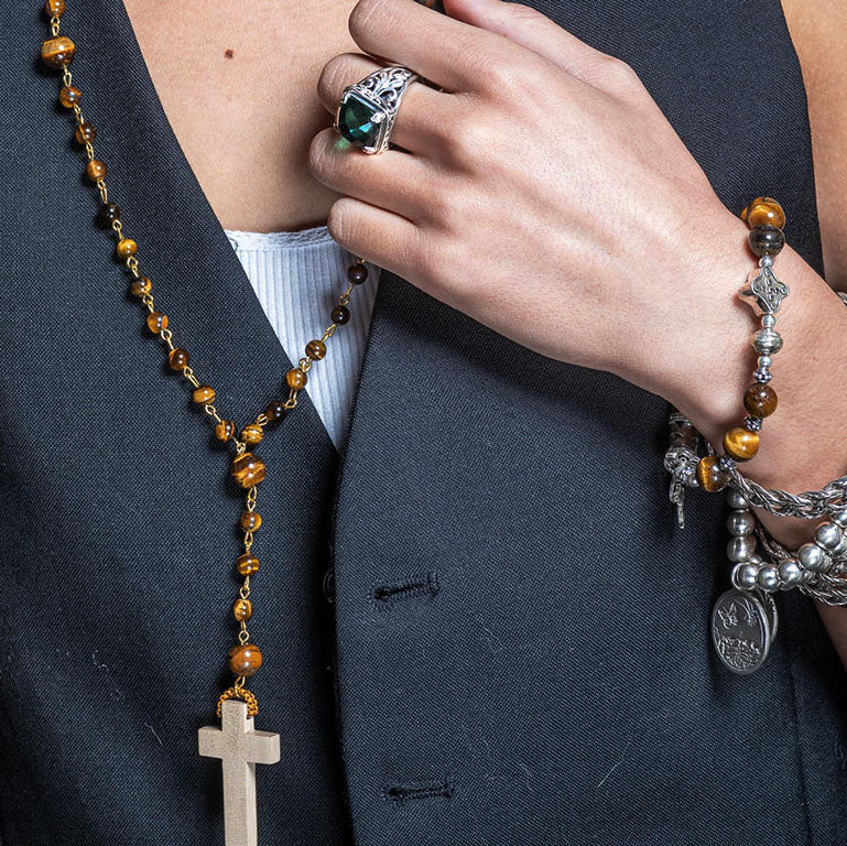 green stone silver ring