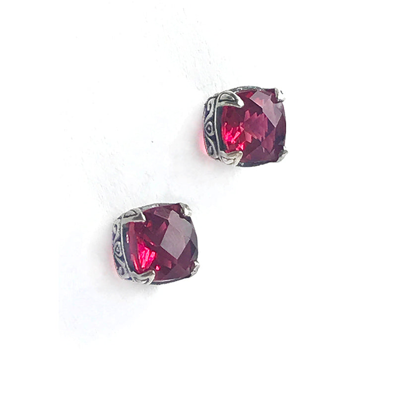 pink quartz silver studs