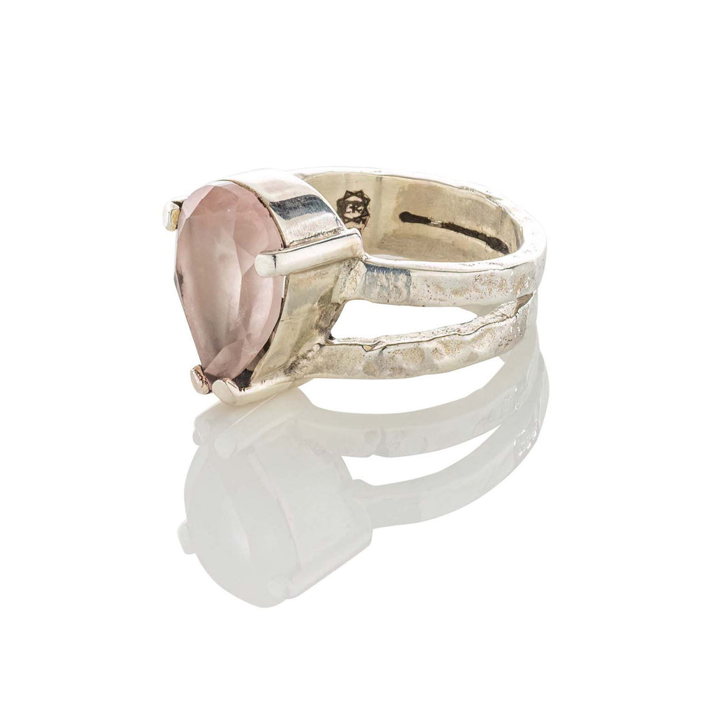 rose quartz silver ring