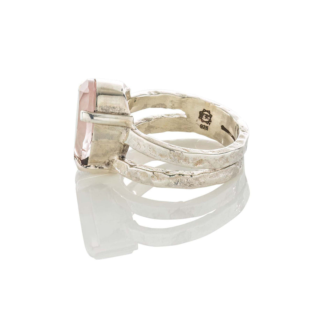 rose quartz silver ring