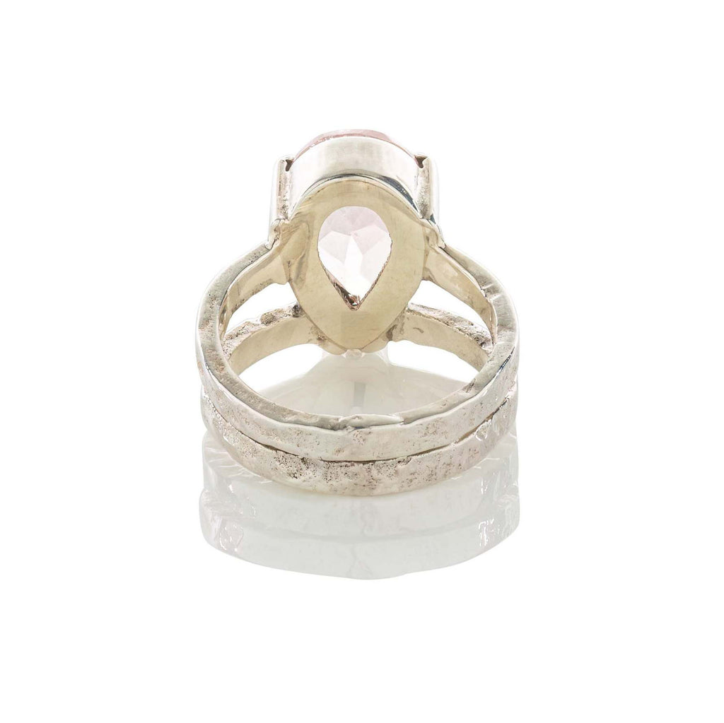 rose quartz silver ring