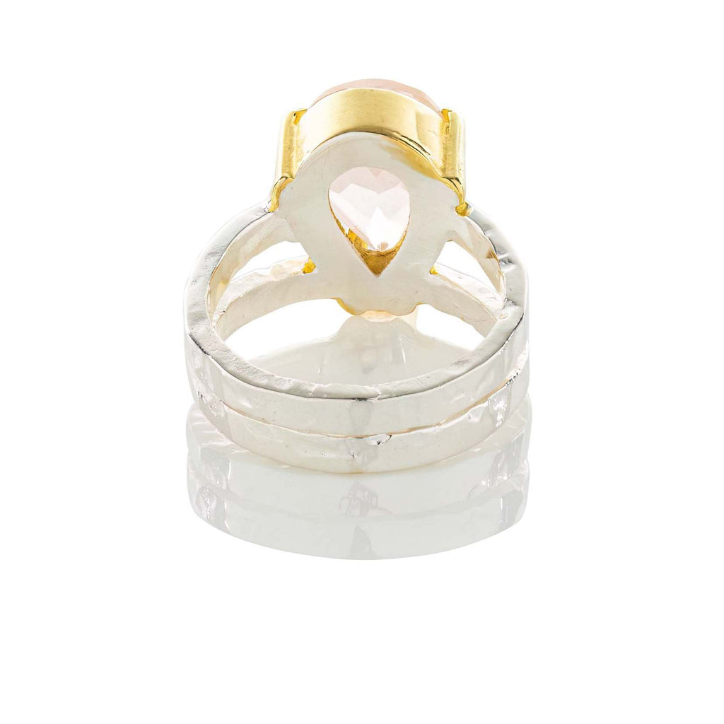 rose quartz silver and gold vermeil ring