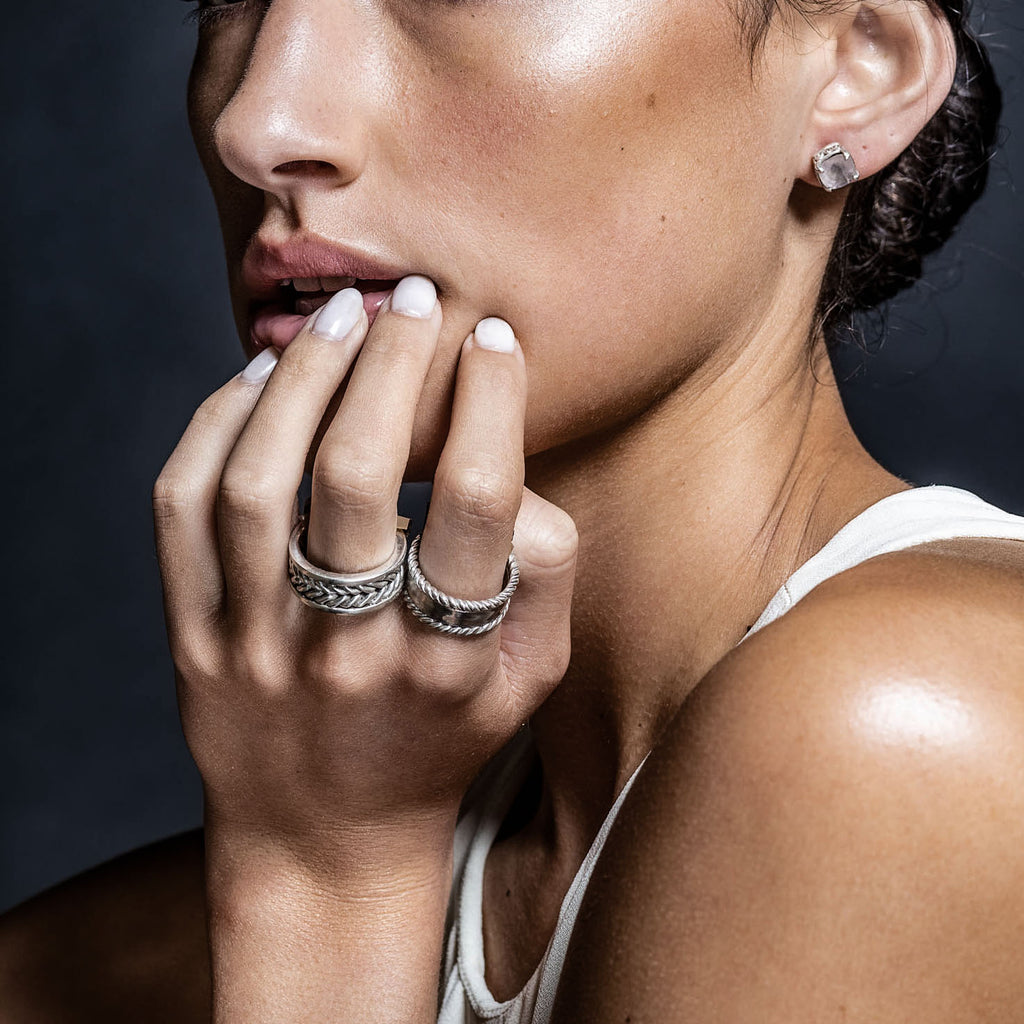 Sterling silver double braid band ring