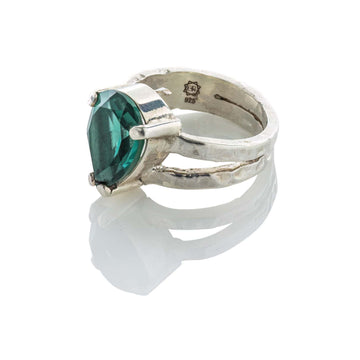 green quartz silver ring