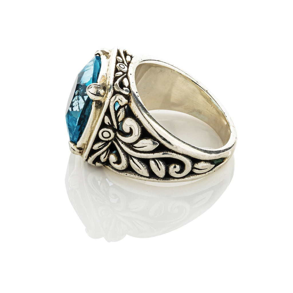 cadmanrock Bracelet Botanical Ring in Blue Topaz Gemstone