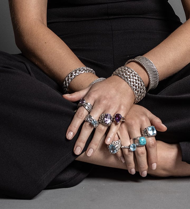 cadmanrock Bracelet Botanical Ring in Blue Topaz Gemstone