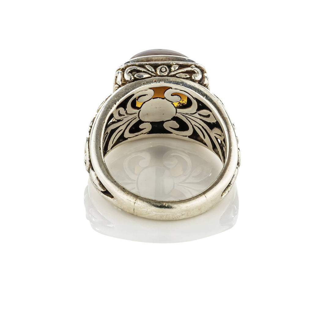 cadmanrock Bracelet Botanical Ring in Smoky Quartz Cabochon Gemstone