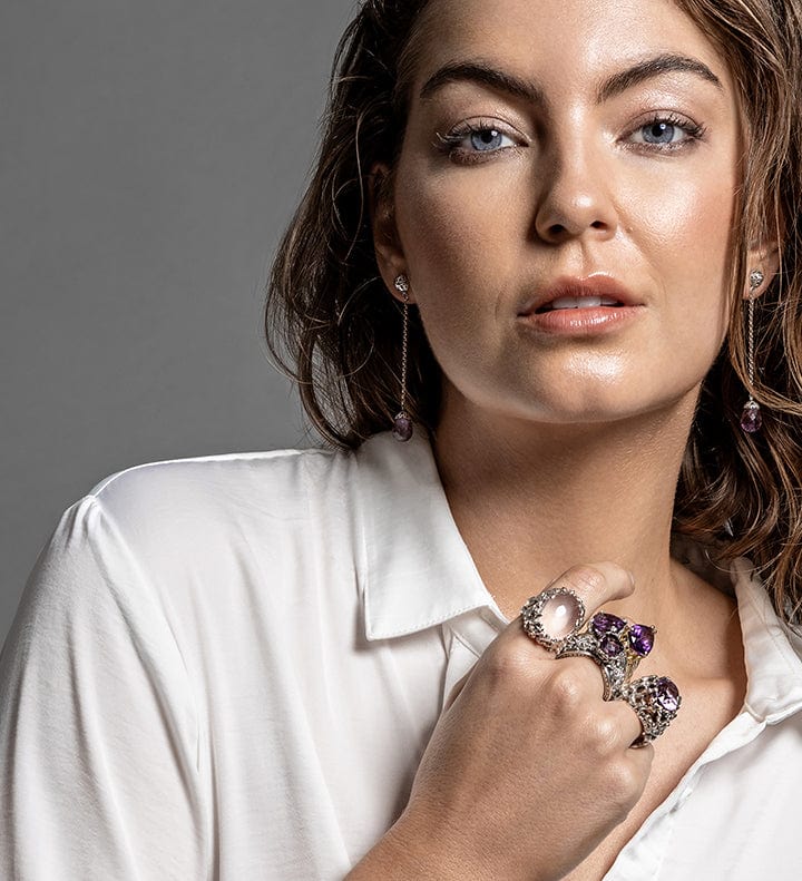 cadmanrock Earrings Botanical Daisy Earrings in Amethyst