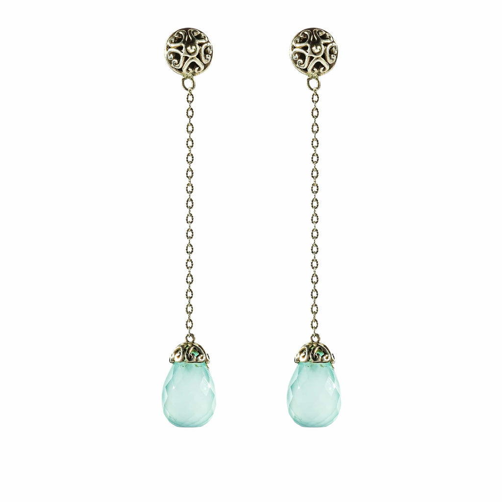 cadmanrock Earrings Botanical Daisy Earrings in Blue Chalcedony