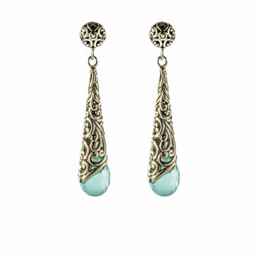 cadmanrock Earrings Botanical Drop in Blue Chalcedony