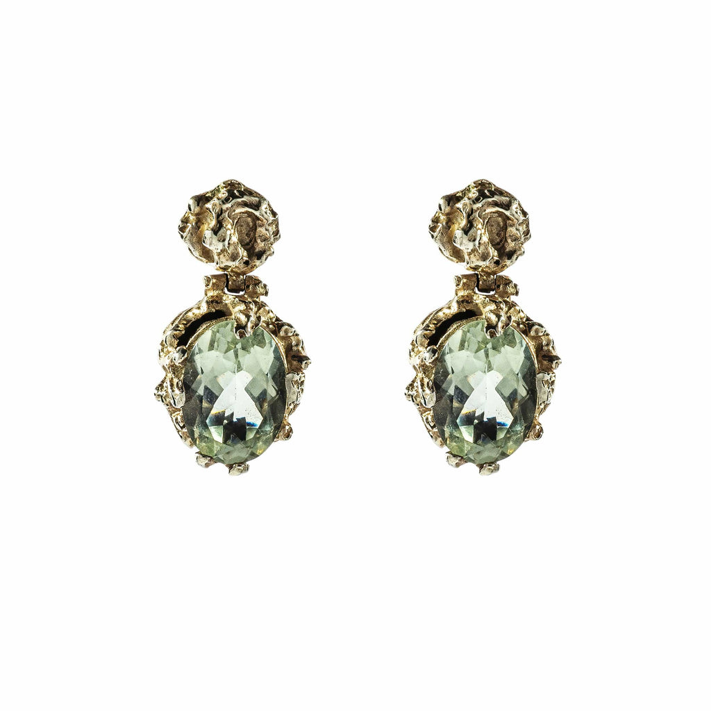cadmanrock Earrings Coral Garden Green Amethyst Gemstone Earrings