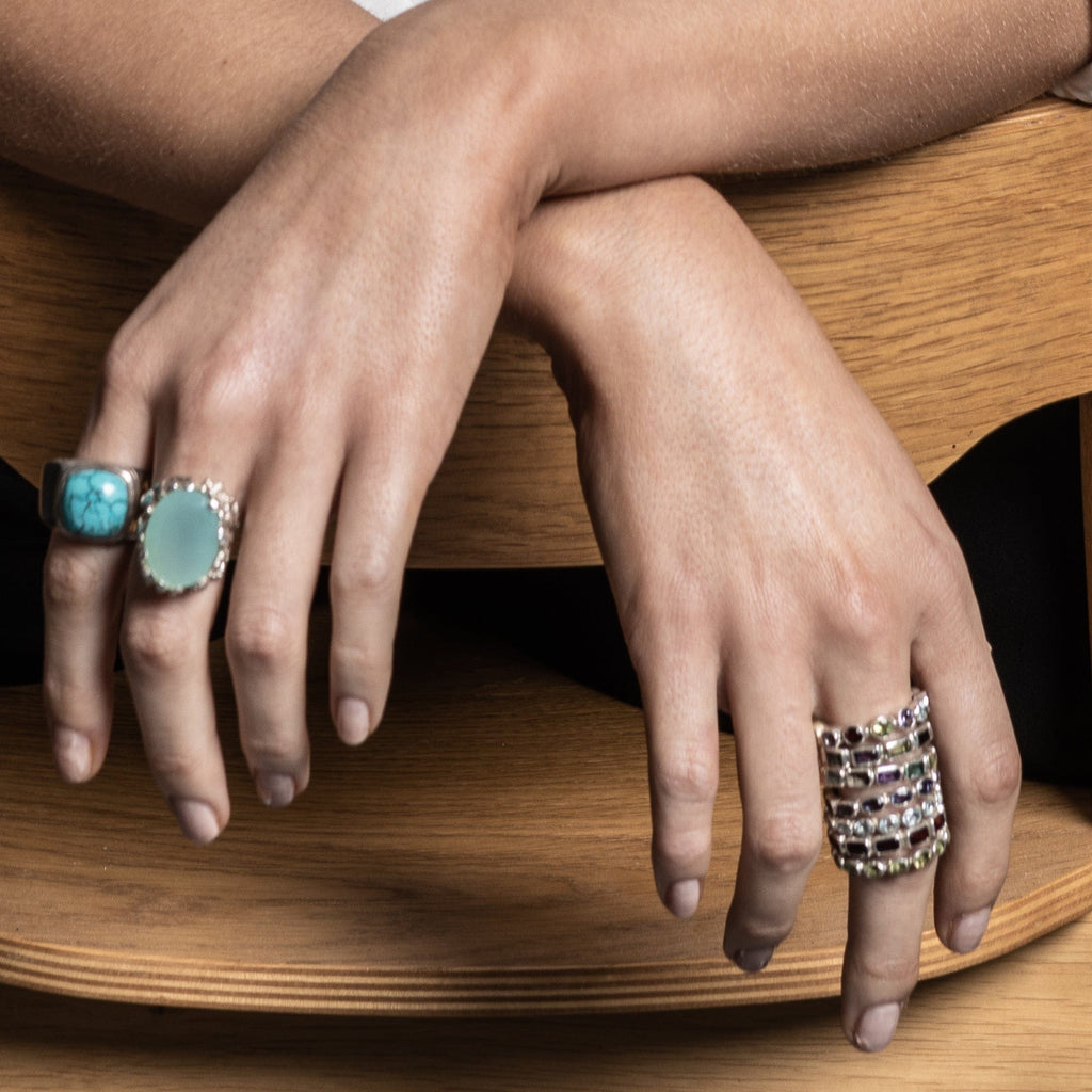 cadmanrock Ring Sunshine stacker rectangle in Garnet